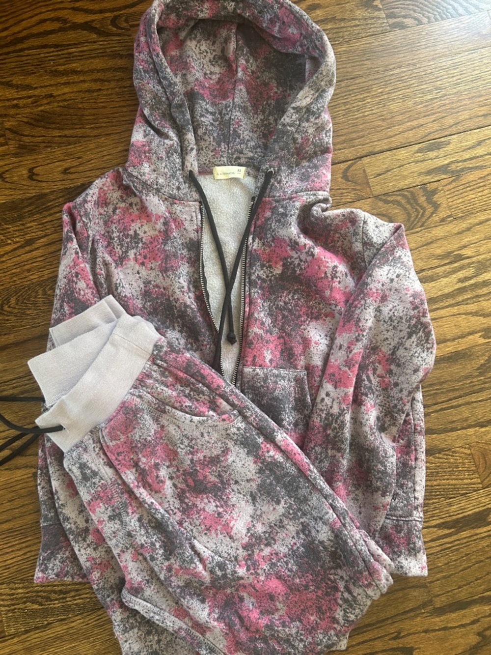 Alternative Apparel Pink Gray Hooded Sweatshirt and Joggers Set